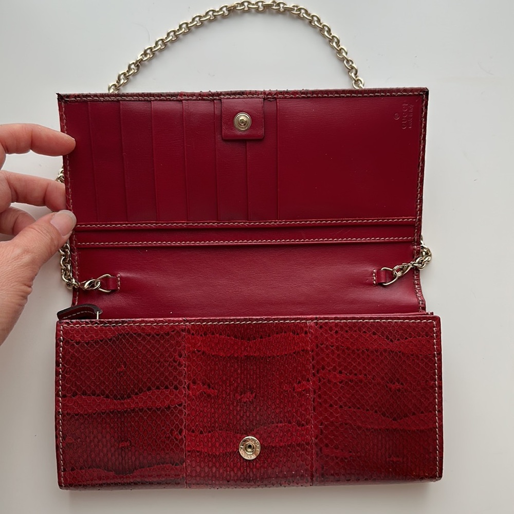 Authentic Gucci Python Leather Wallet On Chain - … - image 3
